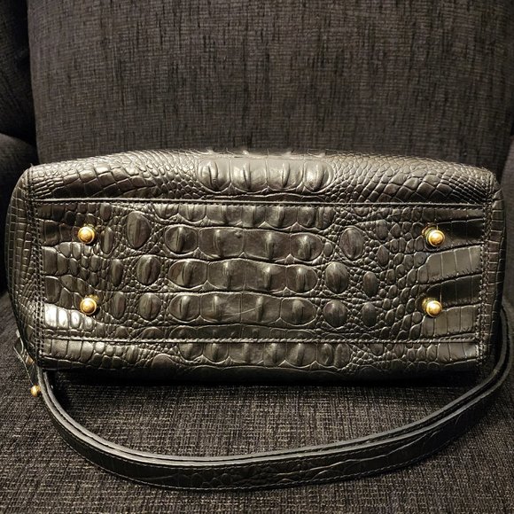 Brahmin Black Leather Melbourne Croc Embossed Handbag - Picture 3 of 8
